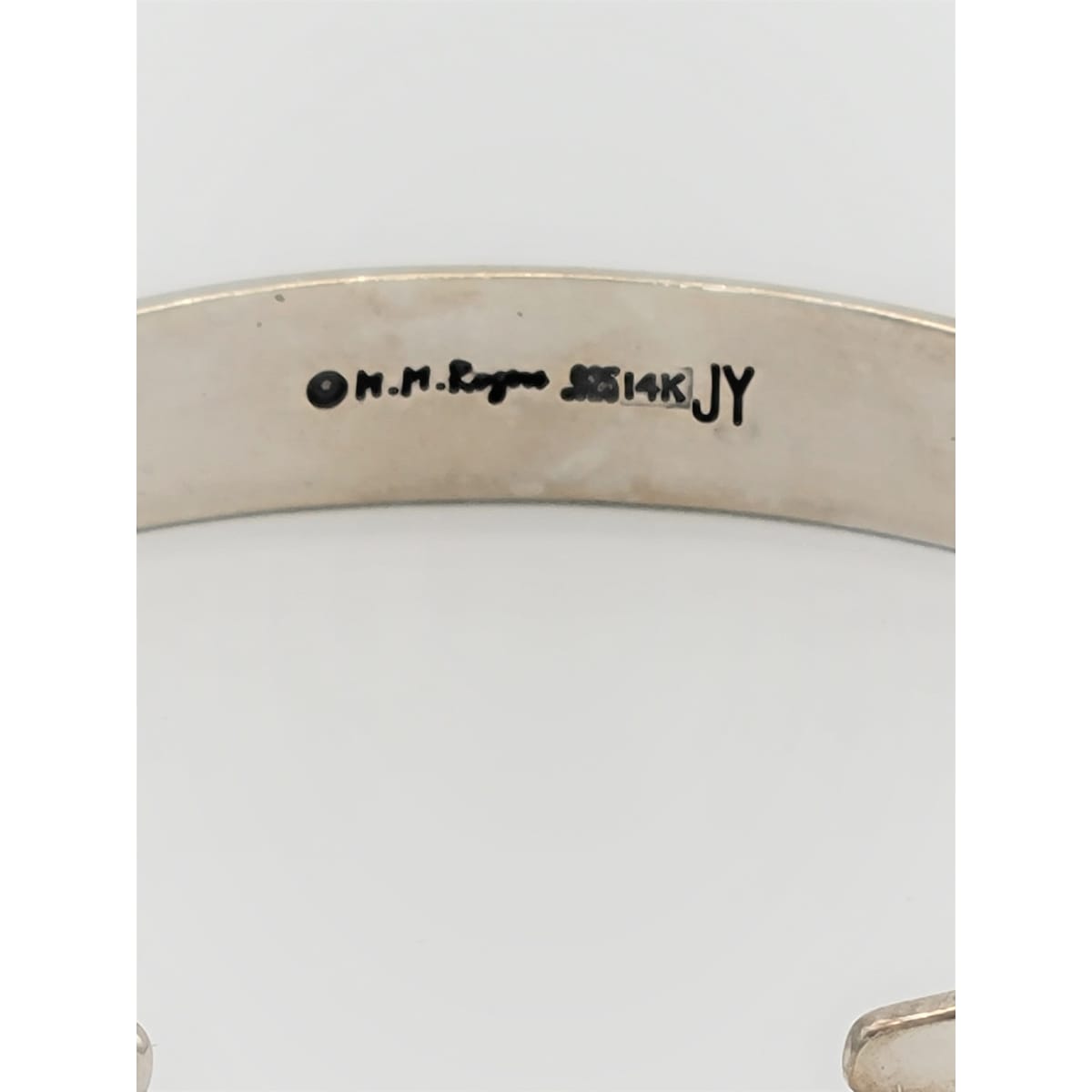 MM Rogers Jewelry 925S & 14k Gold J. Yazzie Navajo for MM Rogers Unisex Cuff Bracelet Circa 1980s
