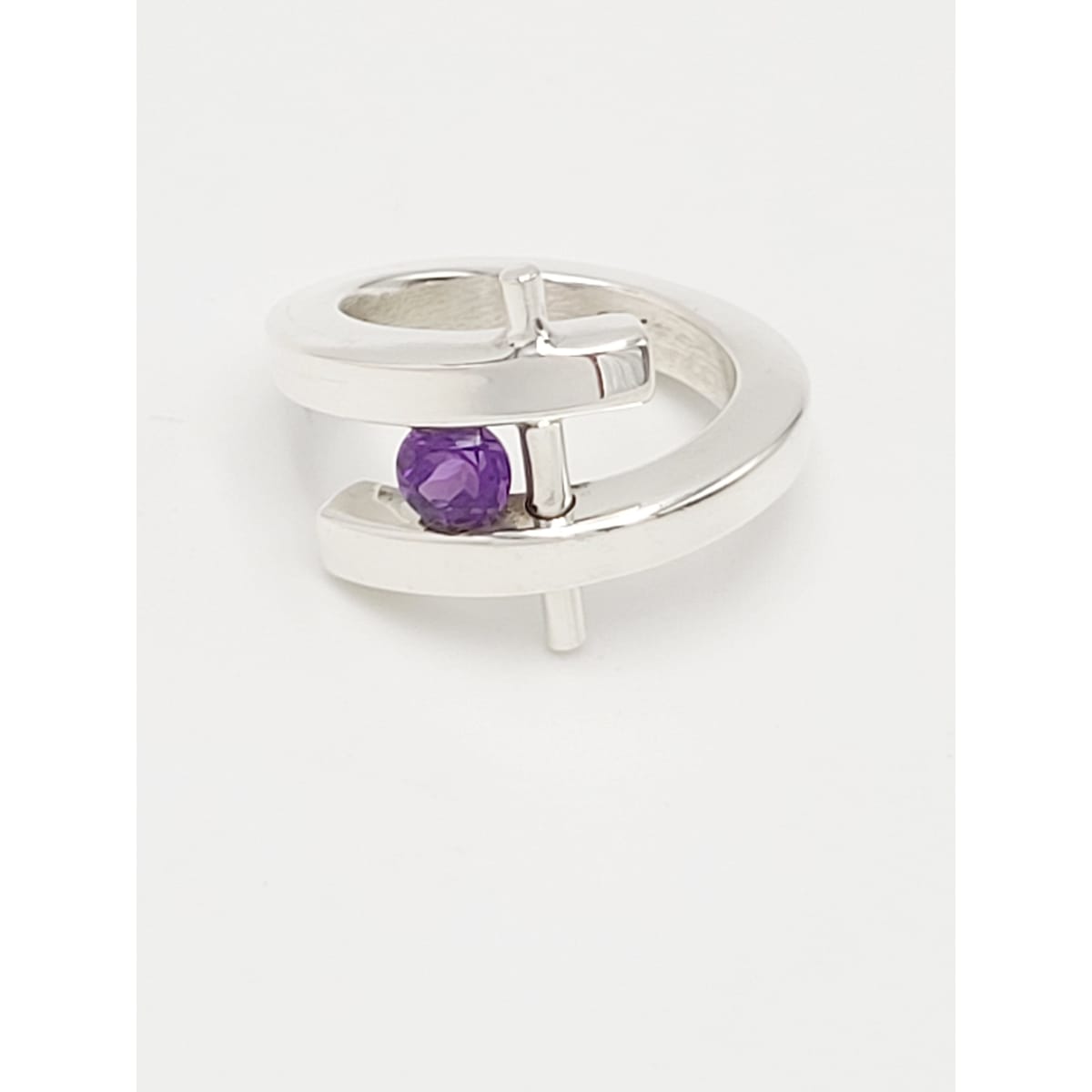 Modernist Sterling Amethyst Ring Jewelry Superb Estate Designer Sterling Silver & Amethyst Abstract Modernist Ring
