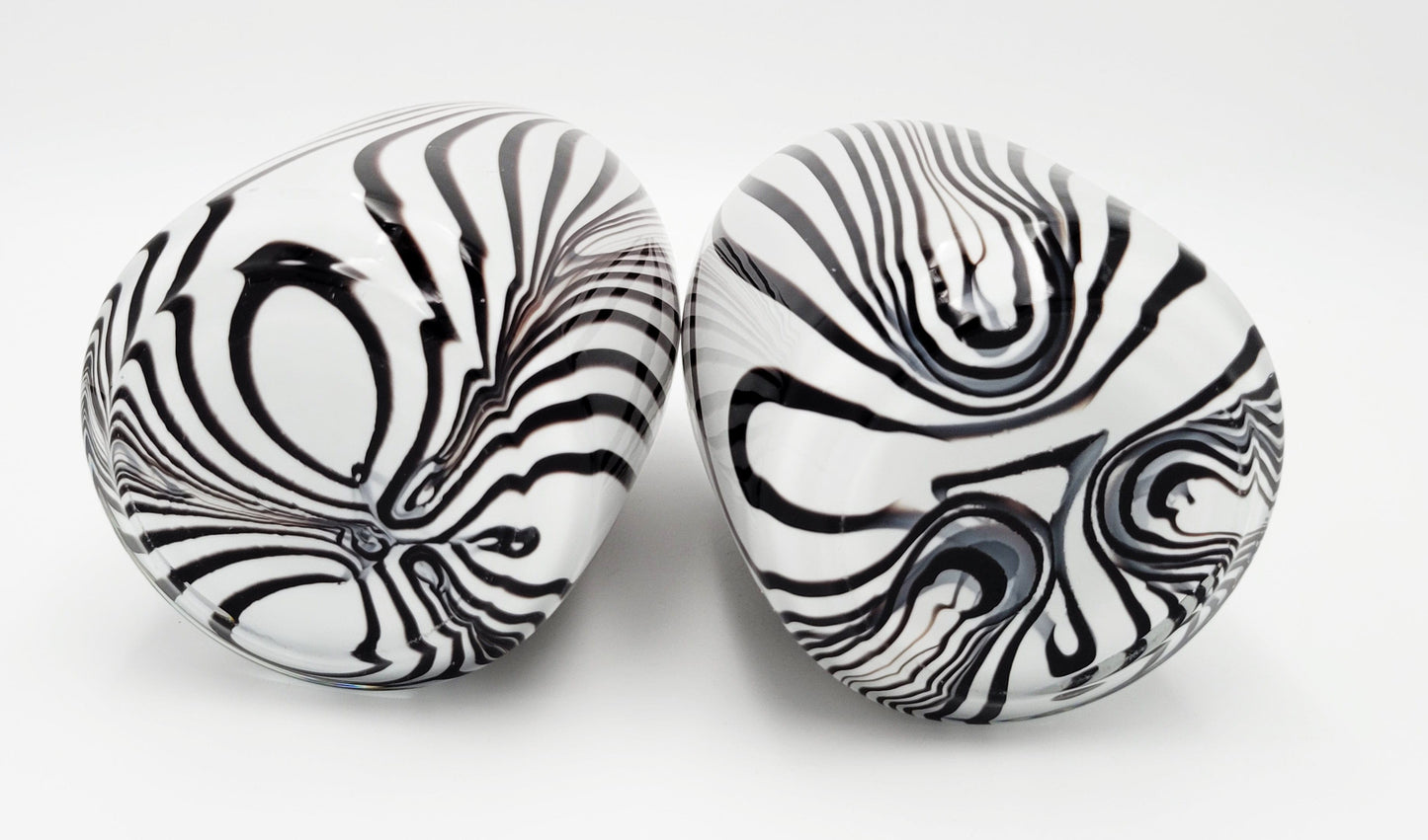 Murano Italy Vase Set of 2 Vintage Modernist Abstract Murano Hand Blown Art Glass Cased Vases