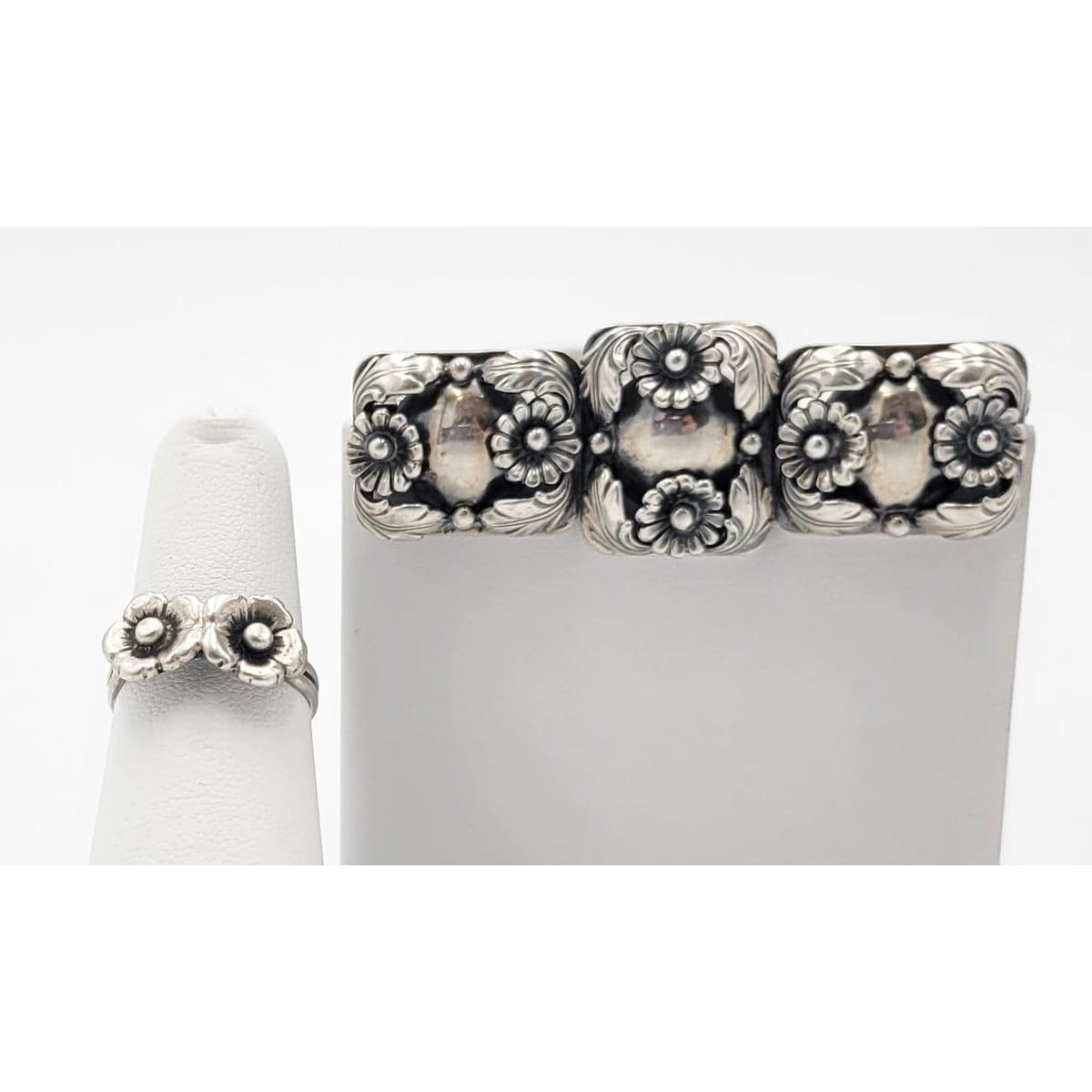 Niels Erik From Jewelry Danish Designer Niels Erik From Sterling Flora Fauna Brooch & Ring Set 1950s