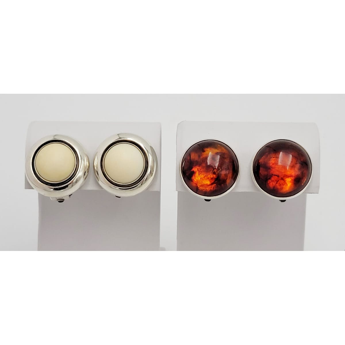 Niels Erik From Jewelry Niels Erik From Denmark Sterling White Agate & Earrings Circa 40s-50s