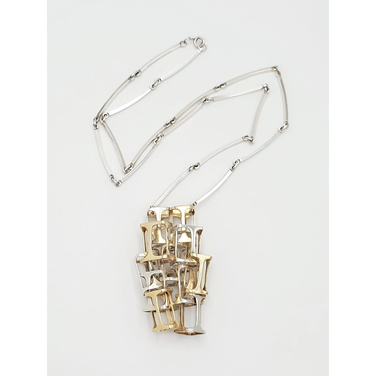 Niels Erik From Jewelry Superb Danish Design 14k & 925 Abstract Modernist Cubist 3D HUGE Necklace