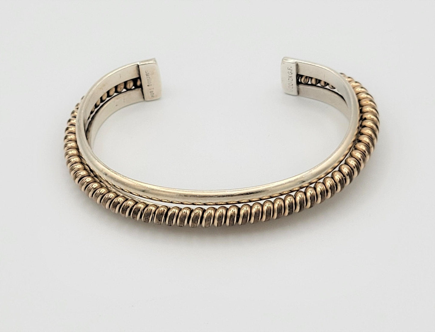 Vintage 925SS & 12K GF Nora TAHE Bill NAVAJO Thick Cuff Bracelet Unisex - Trendy MCM Home