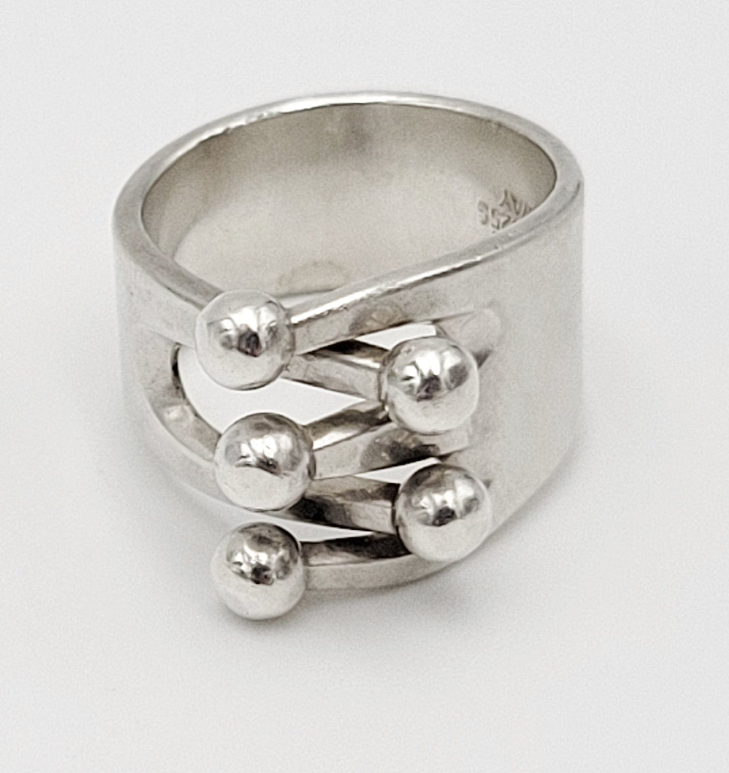 Norway Plus Designs Jewelry Designer Norway + Designs AGE Sterling Modernist 5 Prong Jester Size 6.5 Ring '60s