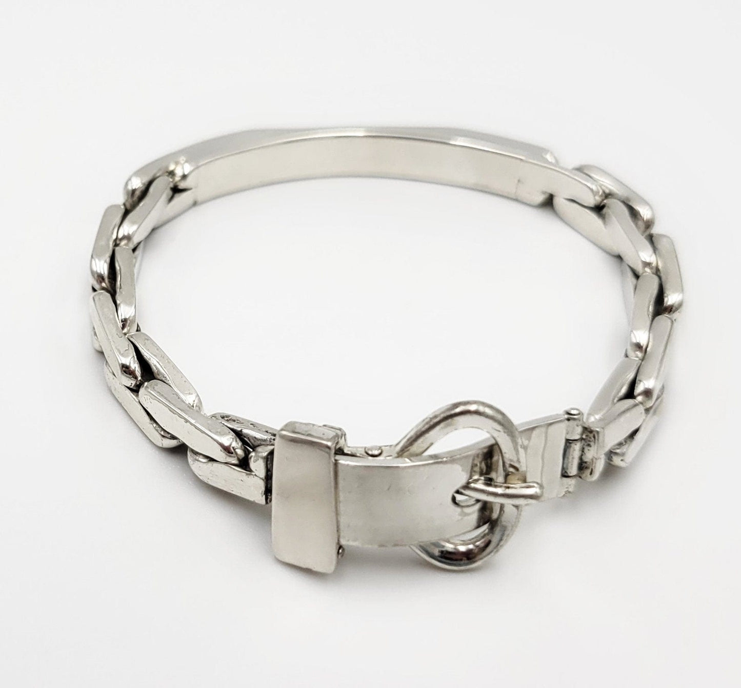 Designer Orlandini for Uno A Erre Italy Sterling Modernist Buckle Link Bracelet 60s - Trendy MCM Home