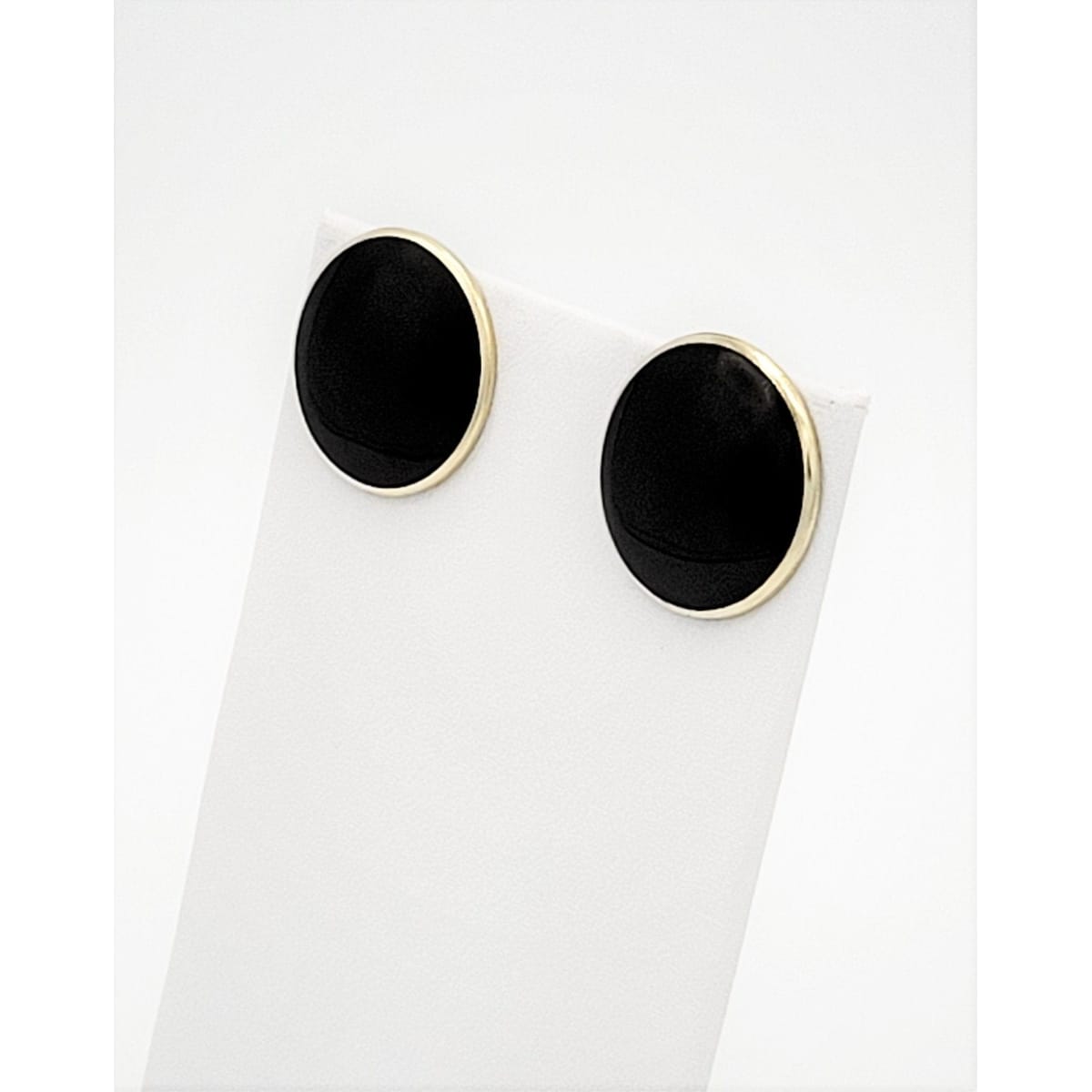OPRO Jewelry Vntg OPRO Norway Gilt 925 Sterling & Black Guilloche Enameled PIERCED Earrings
