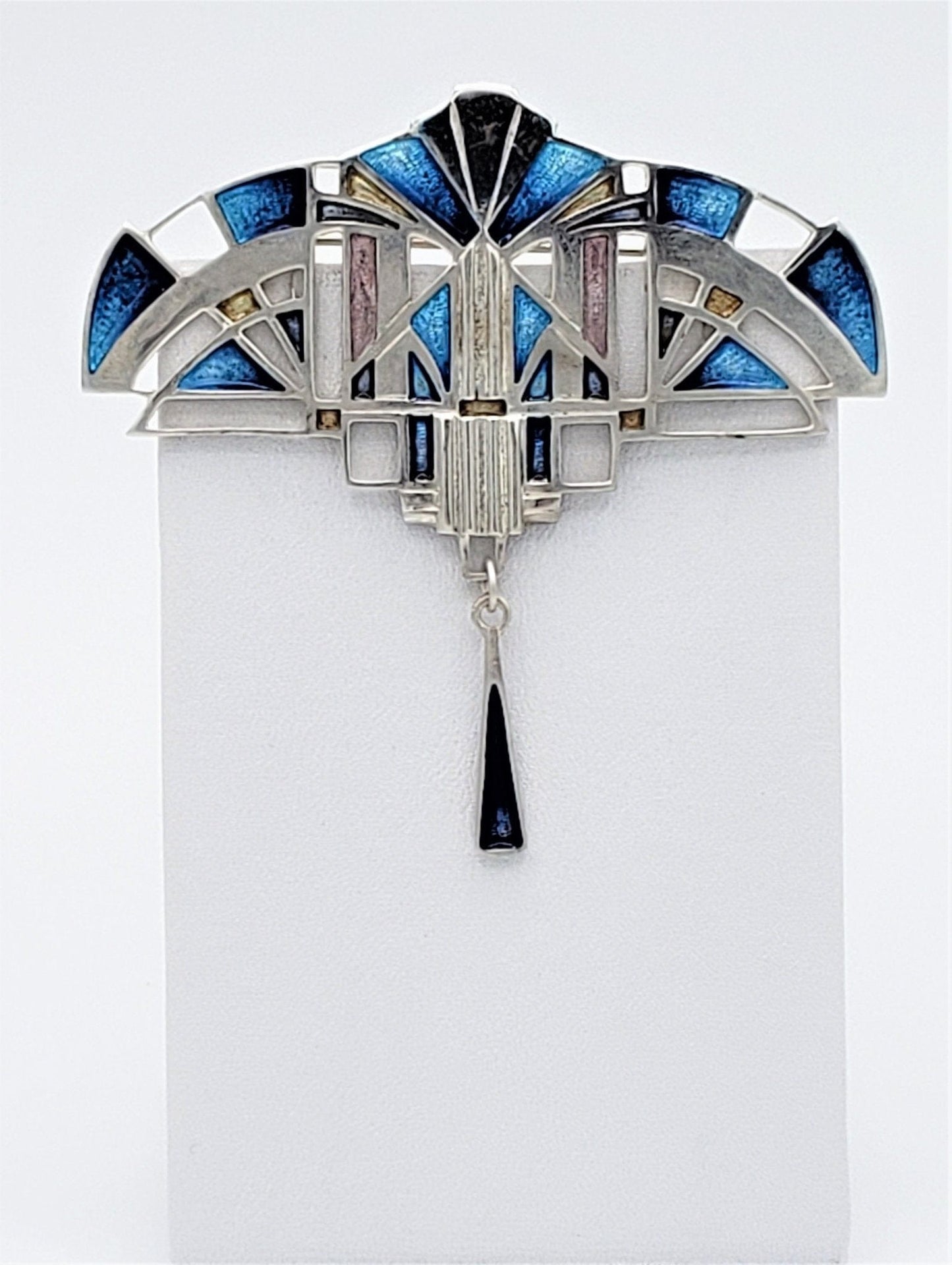 Pat Cheney Jewelry Vintage 925S Enamel Pat Cheney Ortak Malcolm Gray Scottish Scotland HUGE Brooch