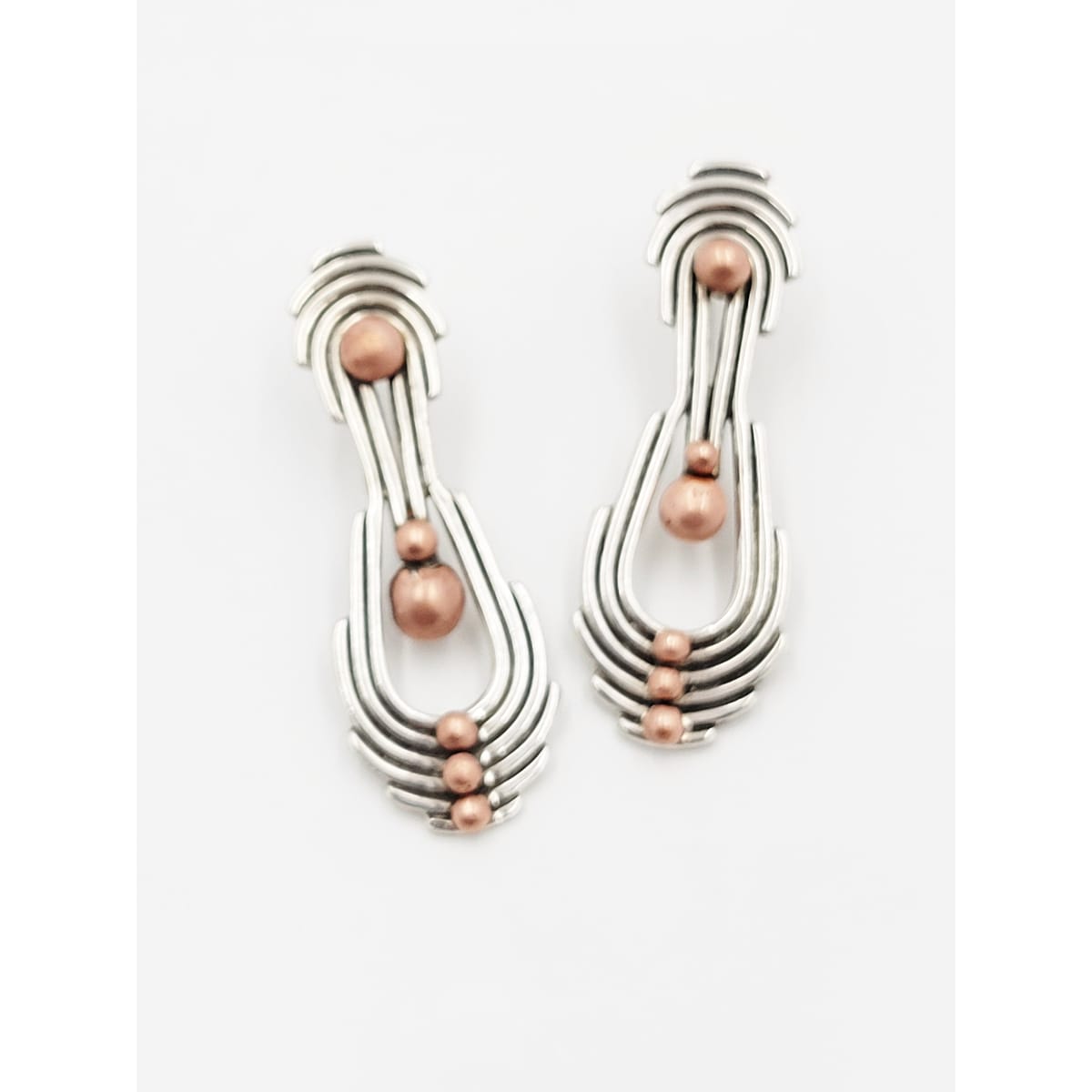 Patricia Allebrand Jewelry Designer Patricia Allebrand Sterling & Copper Modernist Earrings C. 1980/90s