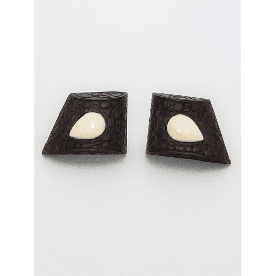 Patricia Von Musulin Jewelry Patricia Von Musulin Sterling Lucite & Stone Modernist Runway Couture Earrings 1980s