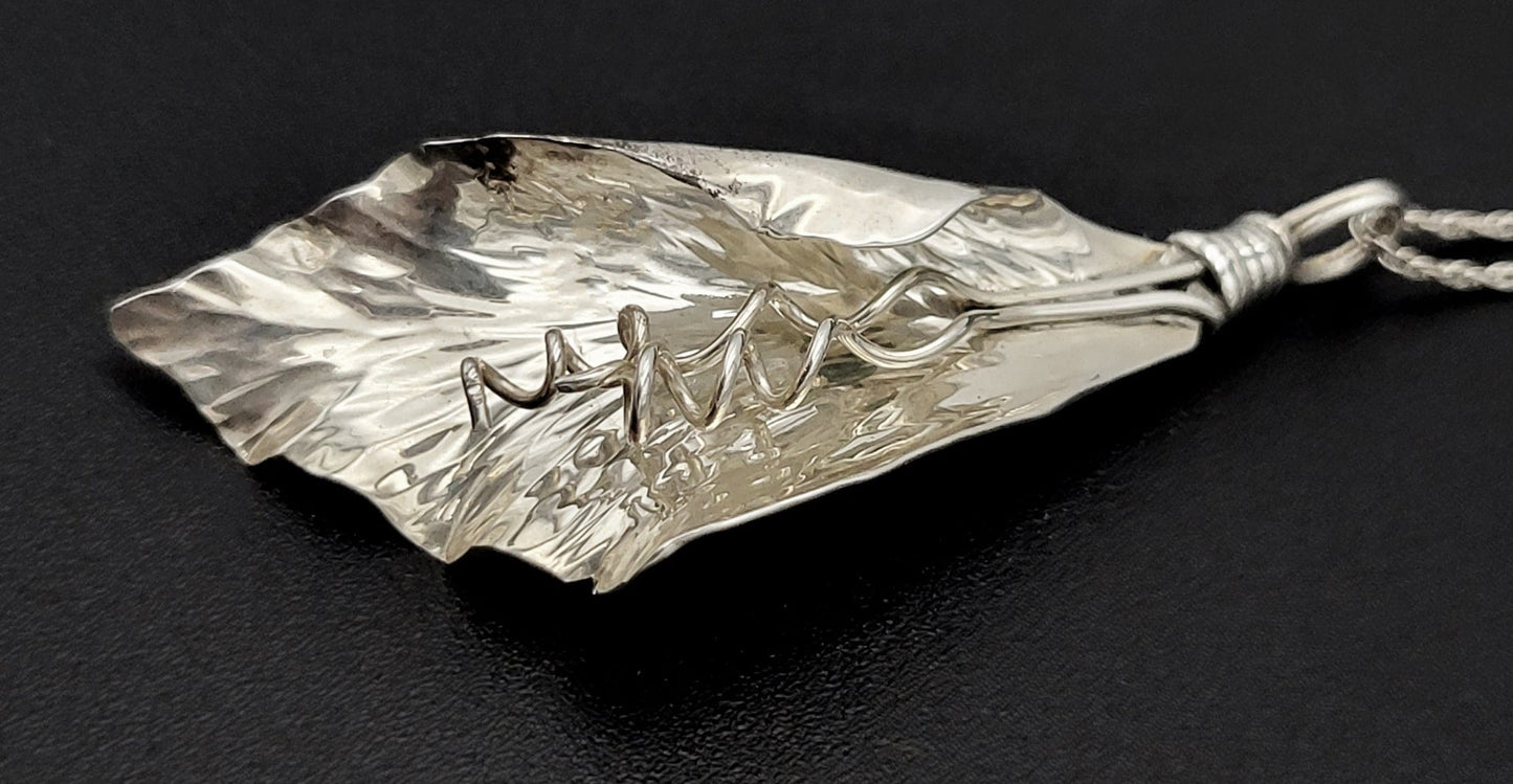 Pearce Jewelry Vintage Sterling Abstract Modernist Fred Kate Pearce Calla Lily Flower Necklace Signed