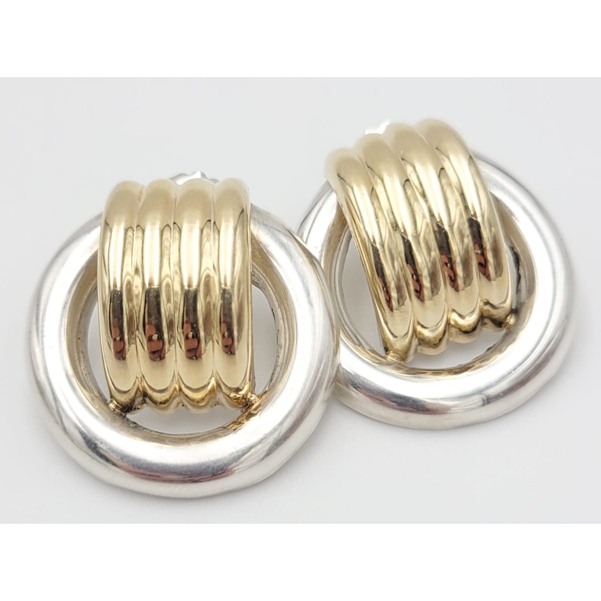 Peter Brams Designs Jewelry Peter Brams Designs Sterling & 14k Gold Large Classic Doorknocker Earrings 1980s