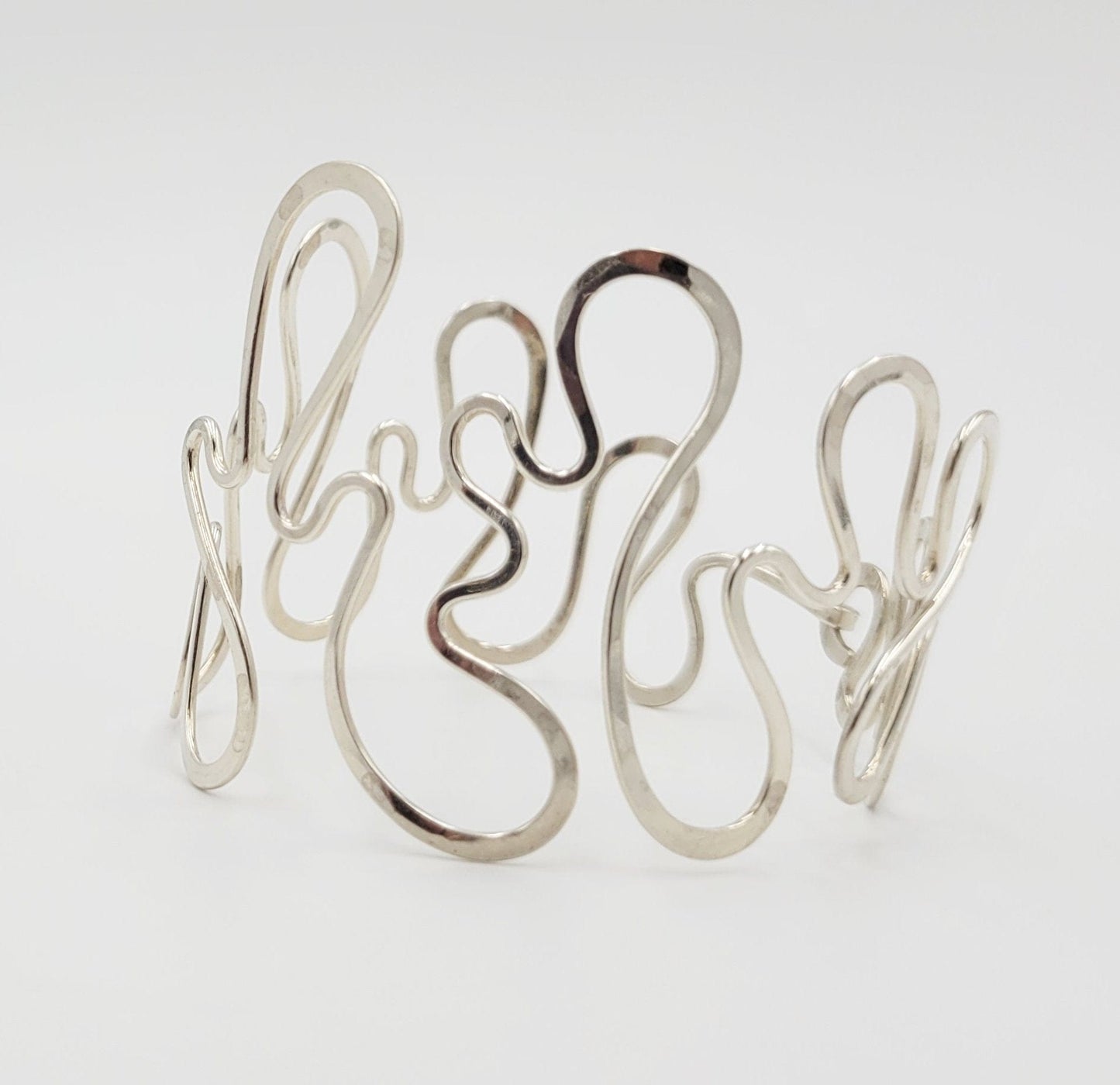 Peter James Jewelry Vintage California Designer Peter James Sterling Modernist Squiggle Bracelet 1980s