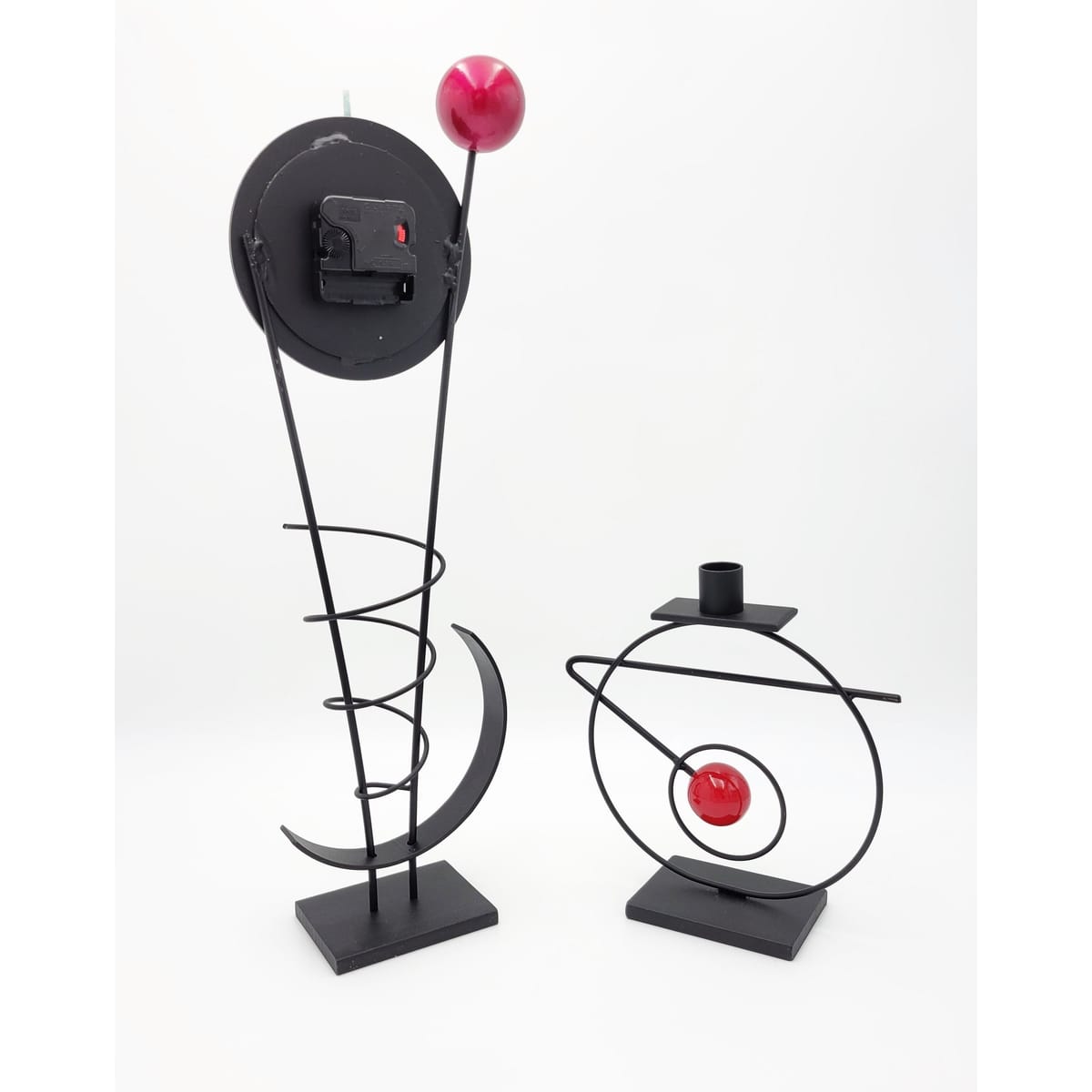 Rick Martin Clock and Candleholder Rick Martin Abstract Modernist Pop Art Memphis Style Clock & Candleholder