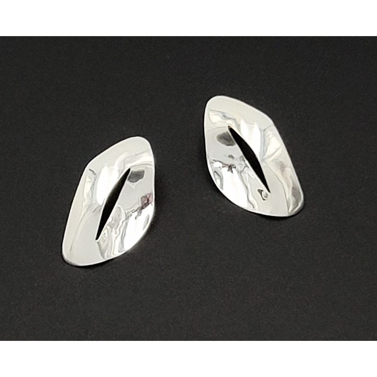 Sandra Baker Jewelry SYB Sandra "Sandy" Baker Abstract Modernist Sterling & 14k Earrings Circa 1980&