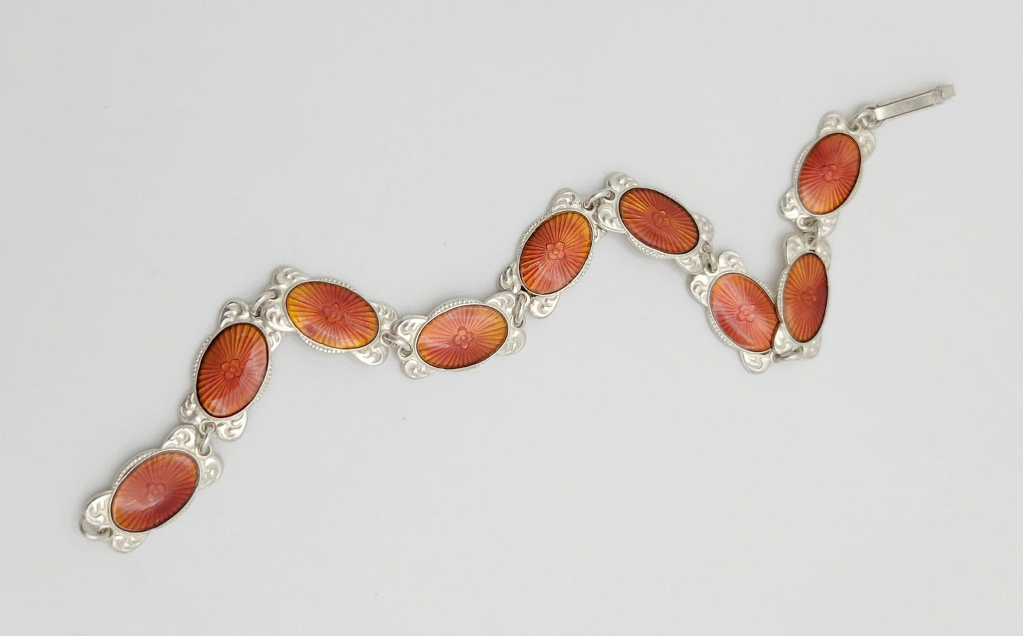 Scandinavian Silver Jewelry Vintage Scandinavian Sterling Enamel Art Nouveau Deco Panel Link Bracelet