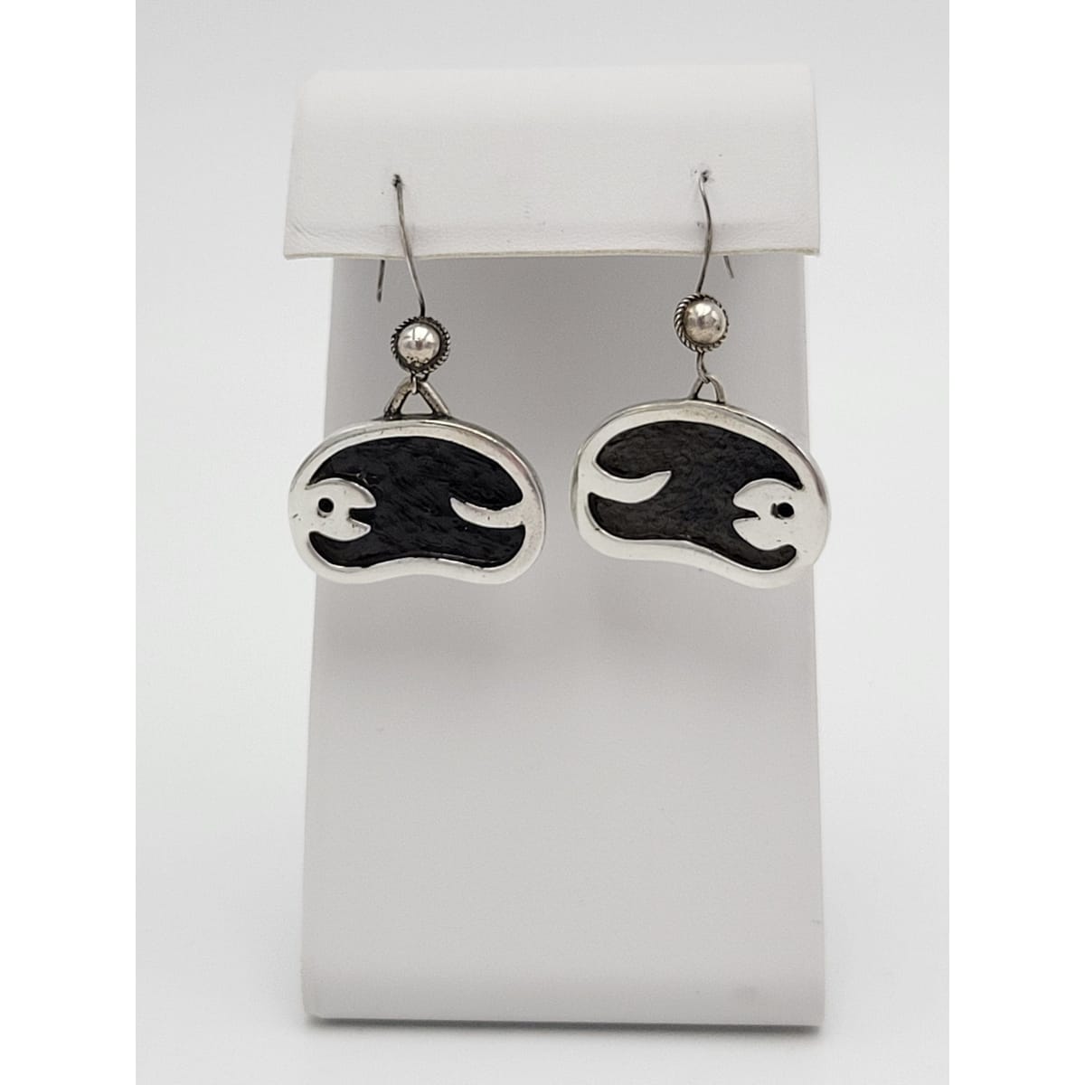 Sigi Tasco Jewelry Designer Sigi Pineda Taxco Modernist Sterling & Enamel Dangle Earrings 1960&