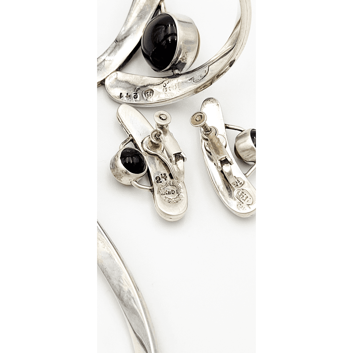 Sigi Tasco Jewelry Superb Sigi Tasco Sterling & Precious Stones Floating Orbs Demi Parure Set 1950s