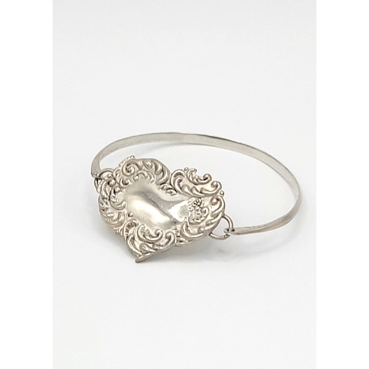 Sorensen Ehlers Jewelry Designer Sorensen & Ehlers Denmark Sterling Repousse Heart Face Bangle Circa 1977
