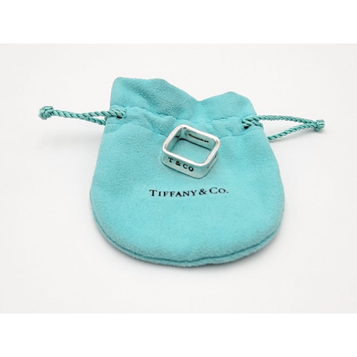 Tiffany & Co. Jewelry Authentic Sterling Silver Tiffany & Co Rare 1837 Square Shaped Ring & Bag 1980s