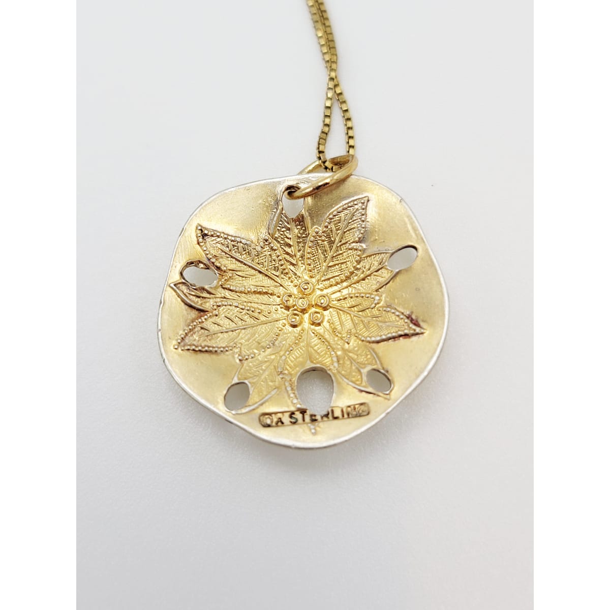Tina Oxager Denmark Jewelry Rare Danish Designer Tina Oxager Sterling & Enamel Sand Dollar Necklace 1992