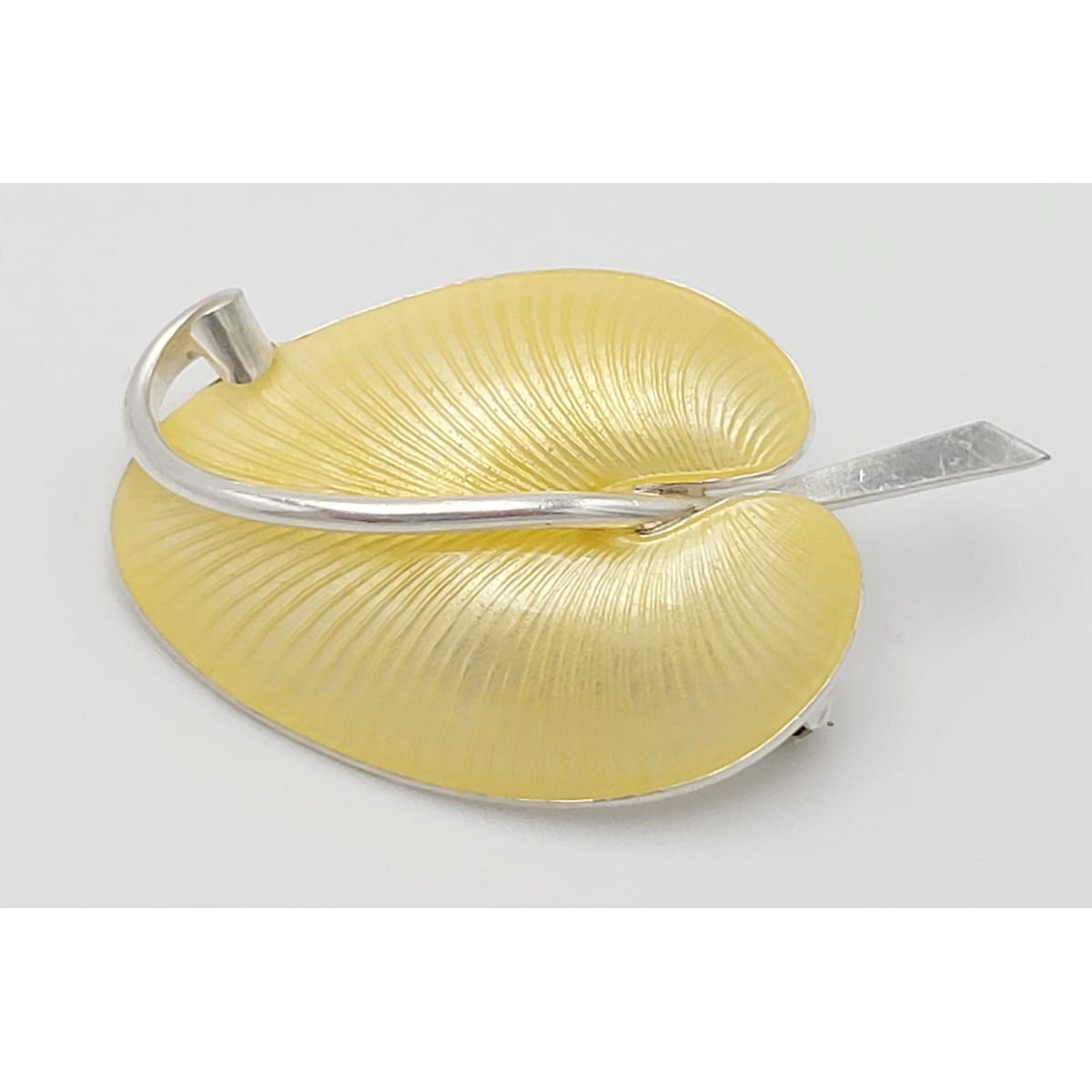 Volmer Bahner Jewelry Danish Designer Volmer Bahner Large Sterling & Enamel Calla Lily Brooch Circa 1950s
