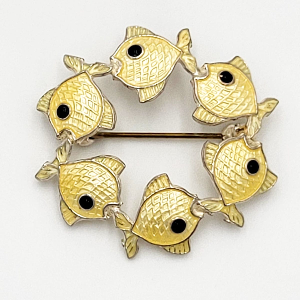 Volmer Bahner Jewelry Danish Designer Volmer Bahner Sterling & Enamel Fishes Brooch Circa 1950s