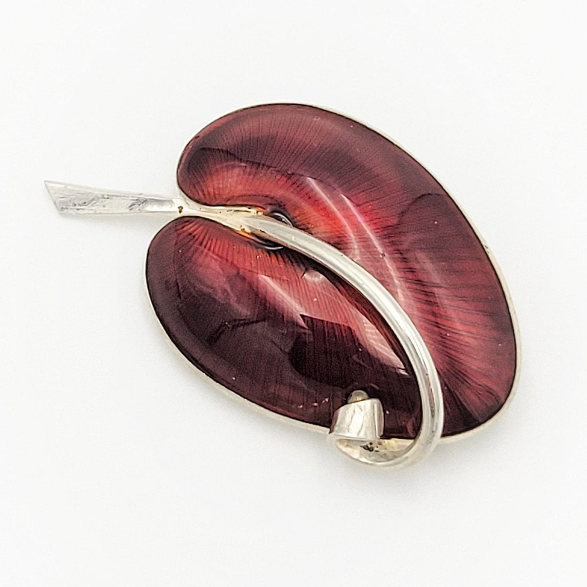 Volmer Bahner Jewelry Danish Designer Volmer Bahner Sterling & Enamel Large Calla Lily Brooch Circa 1950s