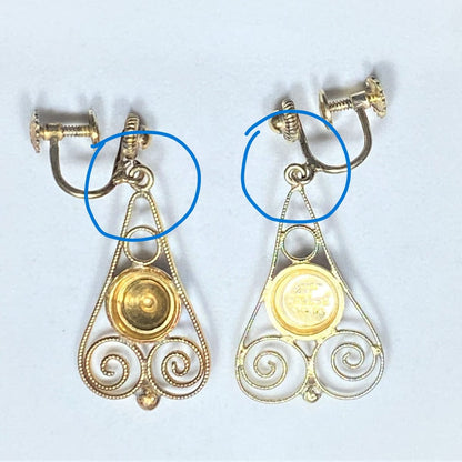Aksel Holmsen Norway sterling silver Guilloche enamel Earrings Circa 1920/30s, view 4 of 4