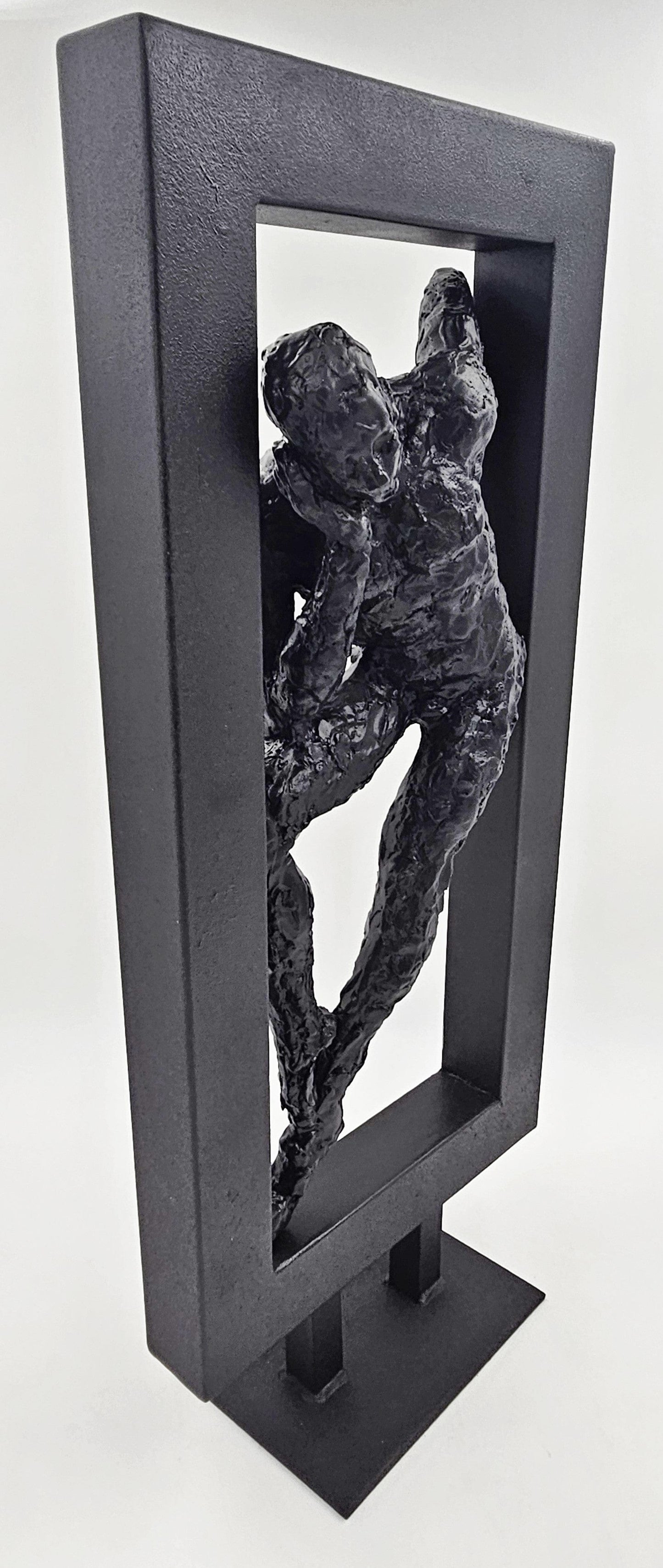 Sculpture Sculpture Restored Large Abstract Modernist 3-D Man in Metal Frame Sculpture