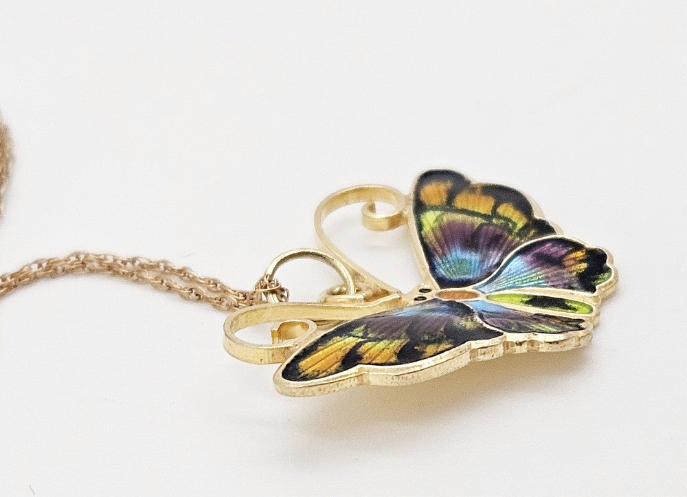 Superb David Andersen Norway Gilt Sterling Butterfly Necklace Circa 1940s