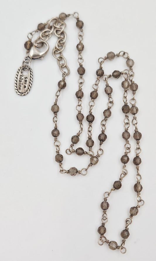 Designer Sara Blaine Vintage Sterling & Smoky Quartz Layering Necklace $449
