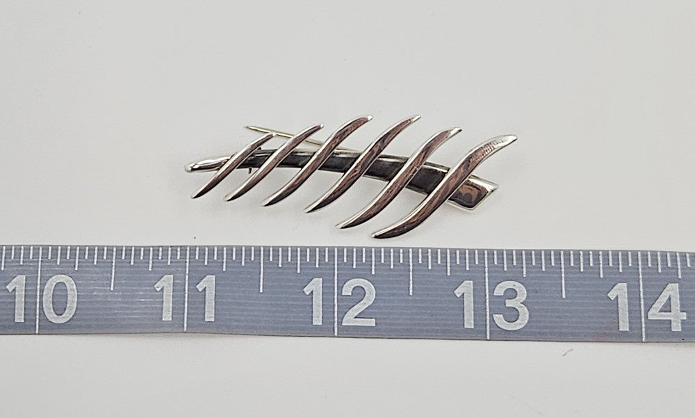 Sigi Pineda Tasco Taxco Sterling Abstract Modernist 3D Leaf/Feather Pin 1960s