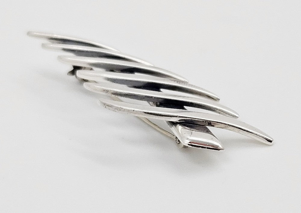 Sigi Pineda Tasco Taxco Sterling Abstract Modernist 3D Leaf/Feather Pin 1960s