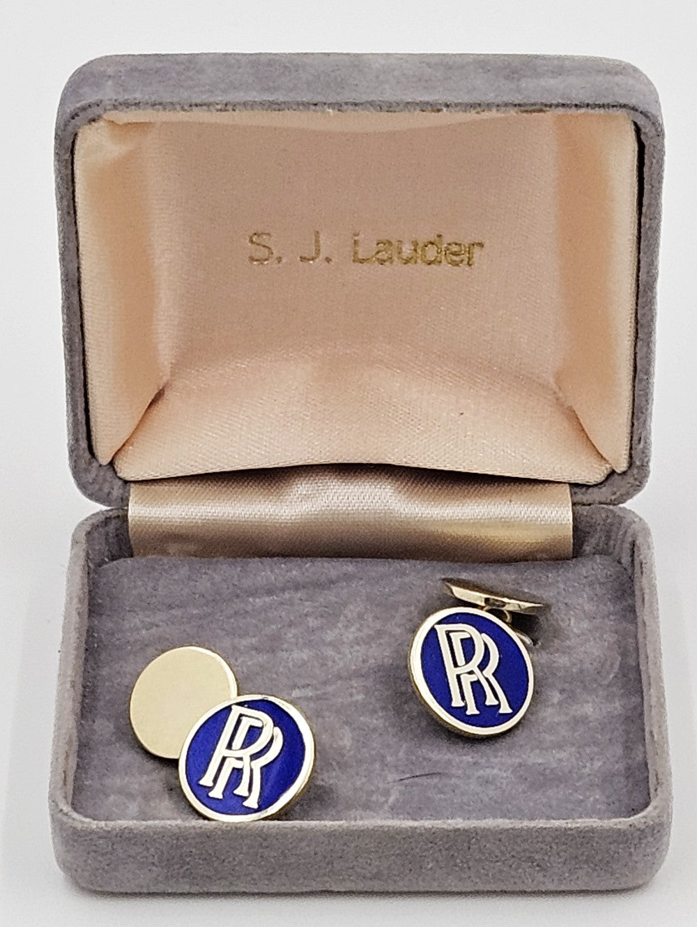 Bespoke Lauder London UK Rolls Royce Logo Sterling & Enamel Cufflinks 1987