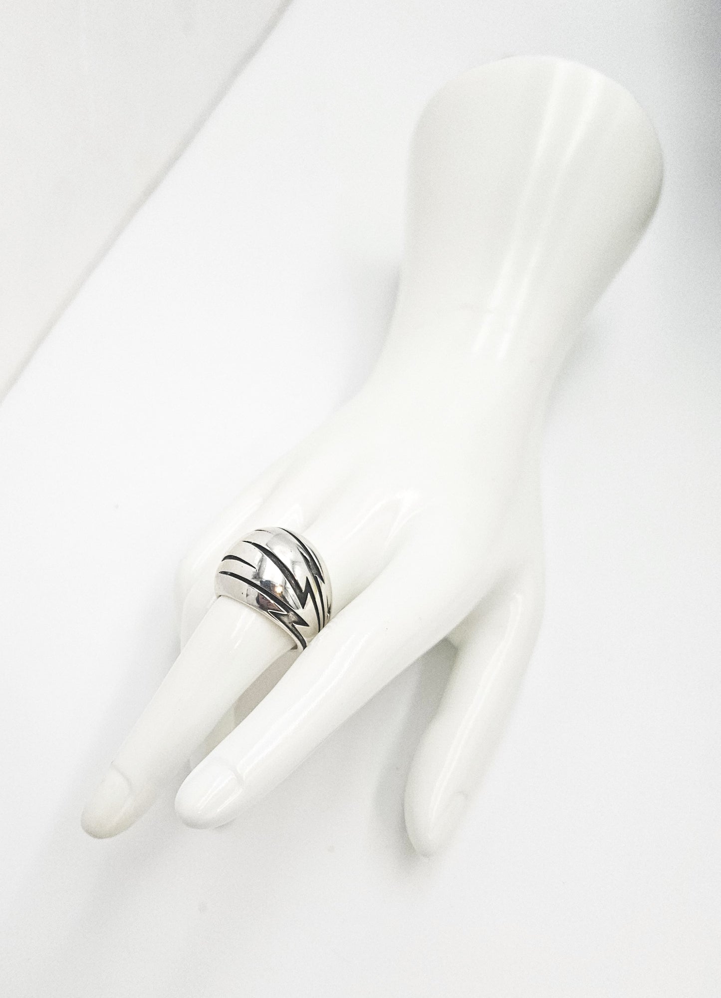 UK Designer William Cheshire Modernist Sterling Lightning Bolt Dome Ring 2015