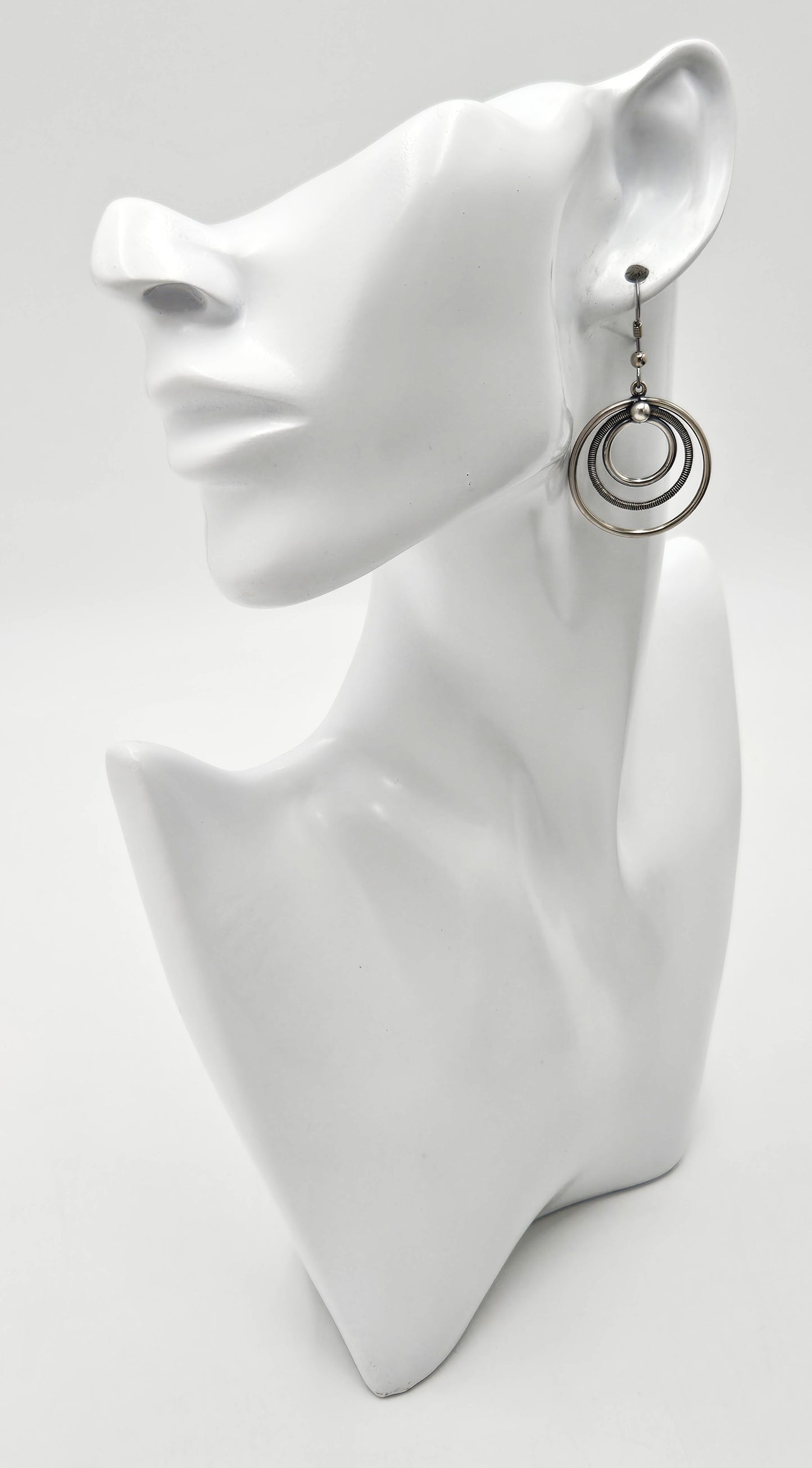 Eivind Knud Petersen Denmark Sterling Modernist Circles Dangle Earrings 50s, multicolor, silver, geometric - image 2 of 10