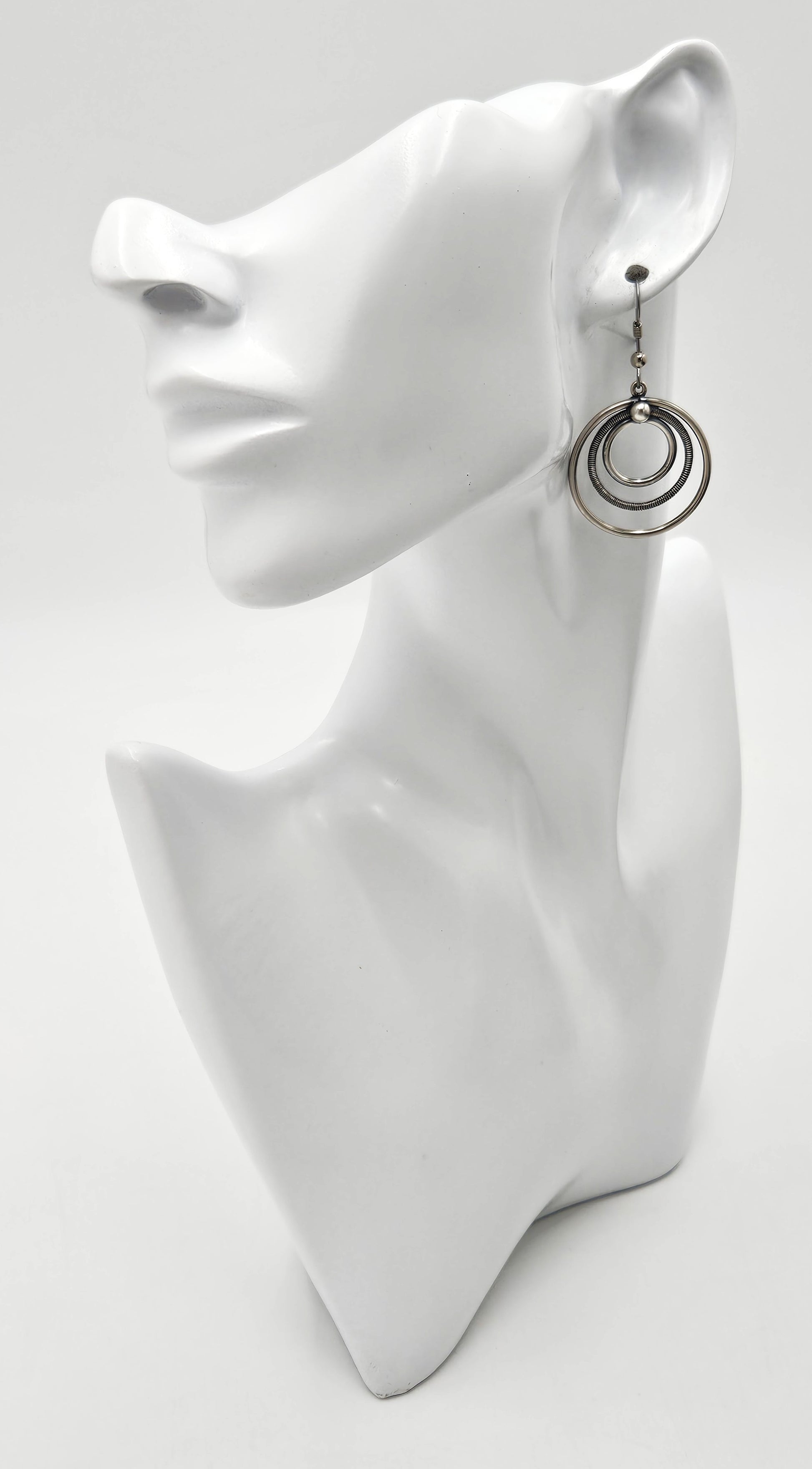 Eivind Knud Petersen Denmark Sterling Modernist Circles Dangle Earrings 50s, multicolor, silver, geometric - image 2 of 10