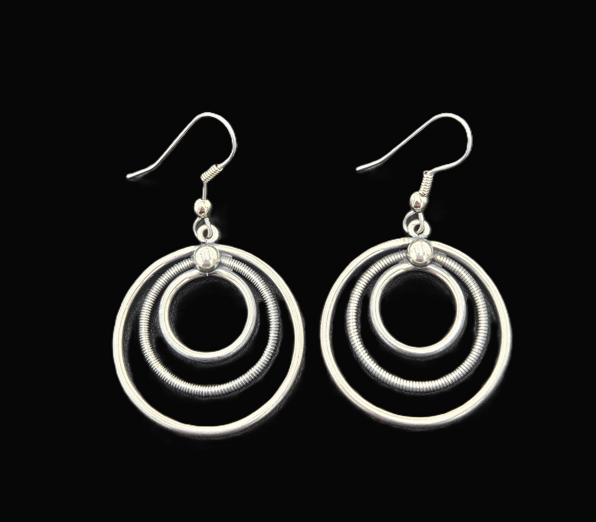 Eivind Knud Petersen Denmark Sterling Modernist Circles Dangle Earrings 50s, multicolor, silver, geometric - image 1 of 10