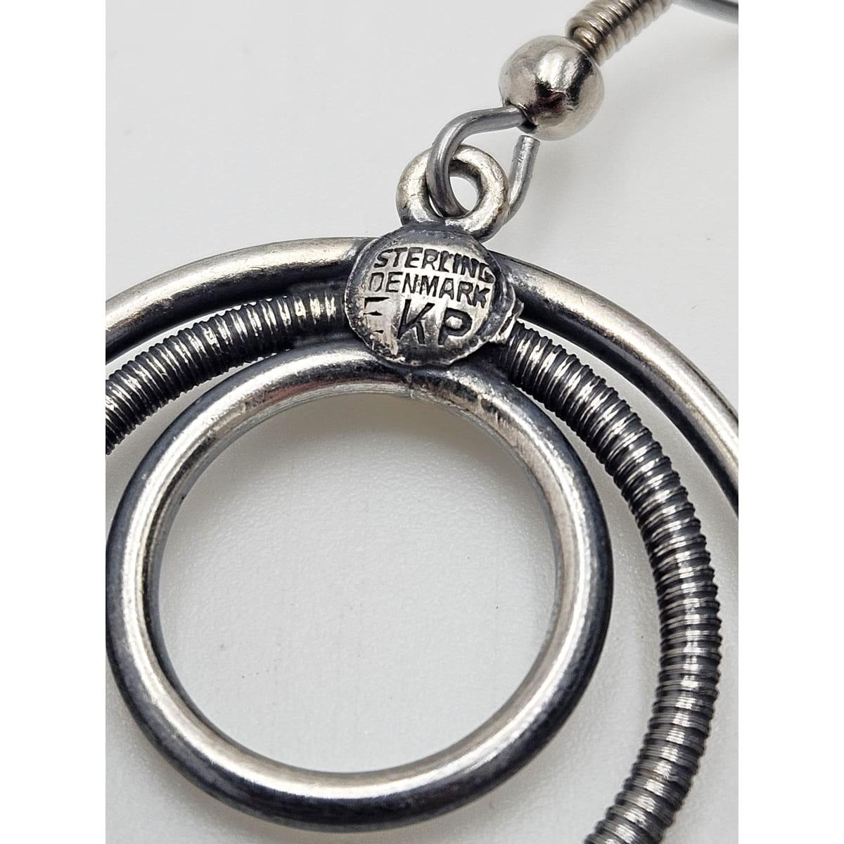 Eivind Knud Petersen Denmark Sterling Modernist Circles Dangle Earrings 50s, multicolor, silver, geometric - image 5 of 10