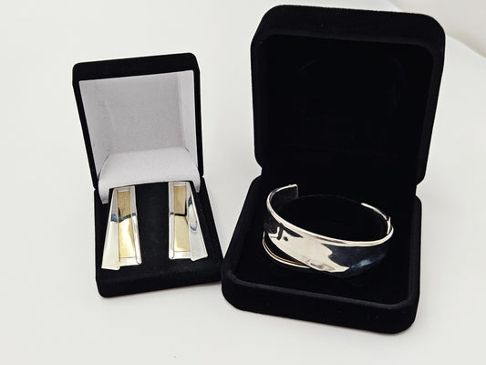 Designers Katz Turner California Sterling Post Modern Bracelet Earring Set 80's