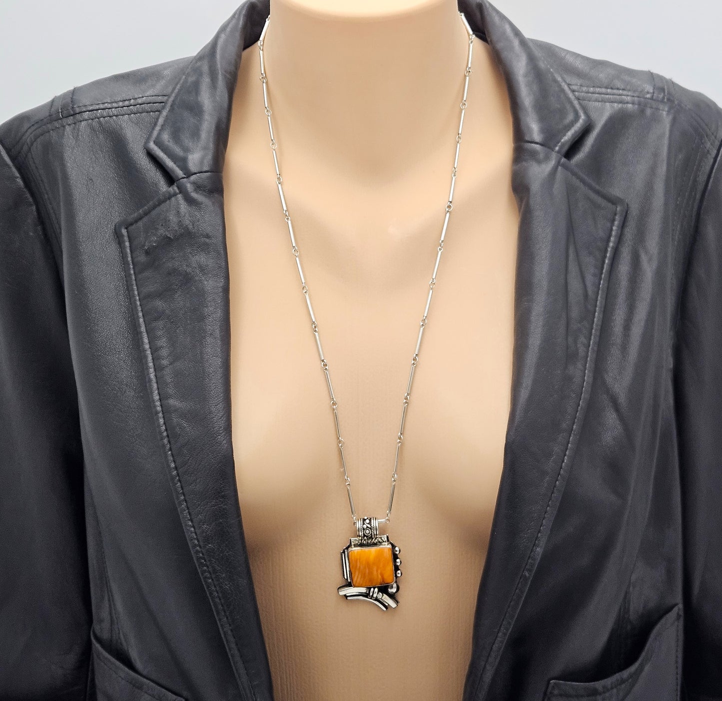 OOAK Victor Yurivilca Sterling Spiny Oyster Abstract Large Statement Necklace