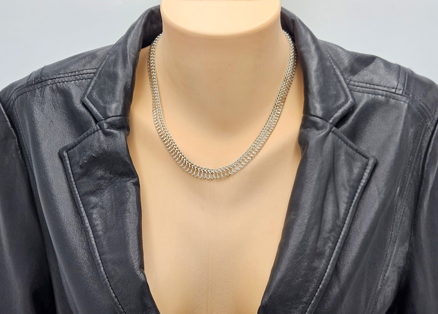 Binder Denmark sterling silver modernist Links Necklace Bracelet Set 1940-50s, view 3 of 10