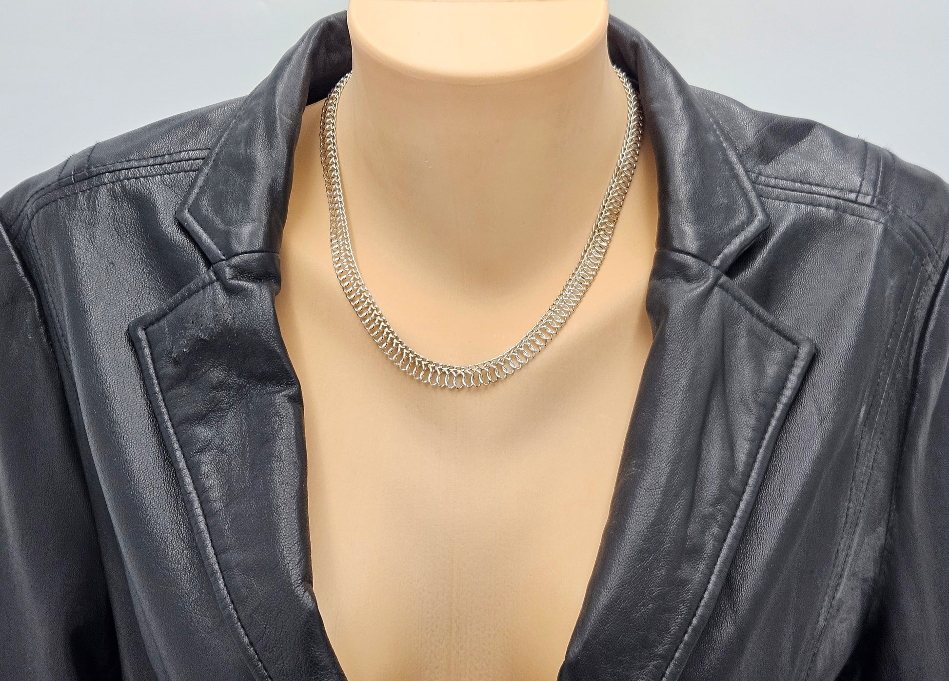 Binder Denmark sterling silver modernist Links Necklace Bracelet Set 1940-50s, view 3 of 10