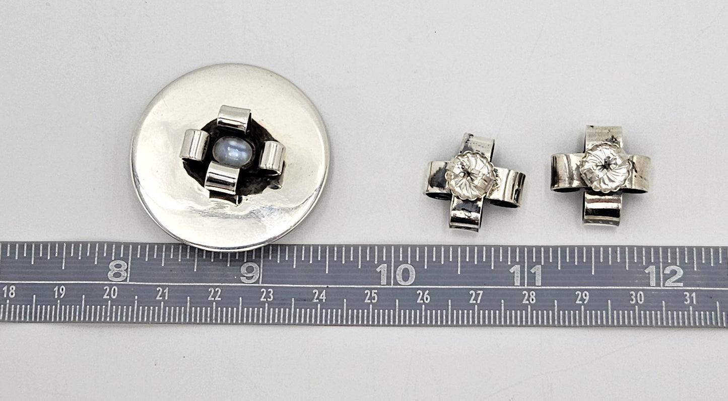 Superb Rare Sam Kramer Sterling Moonstone Brooch Earrings Demi Parure Set