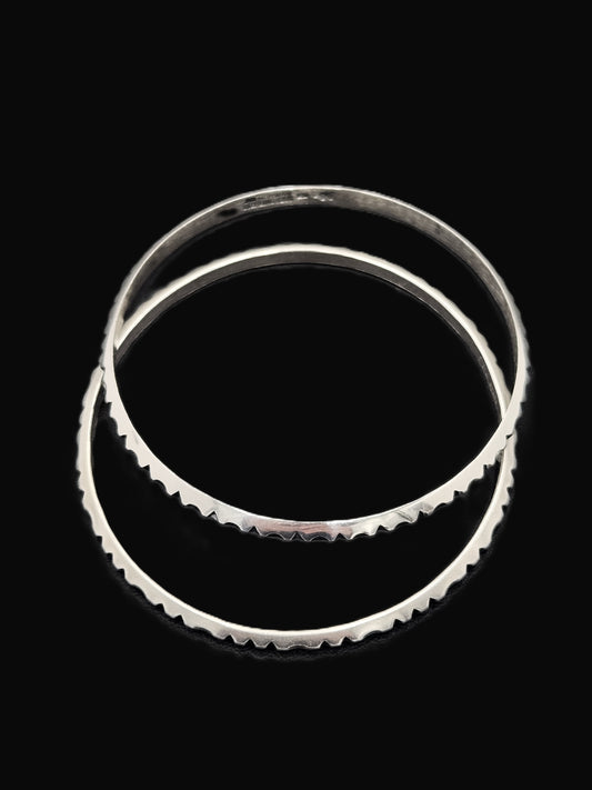 Norway+ Designs Erling Christoffersen Rare Set/2 Sterling Ridged Bangles 1960s