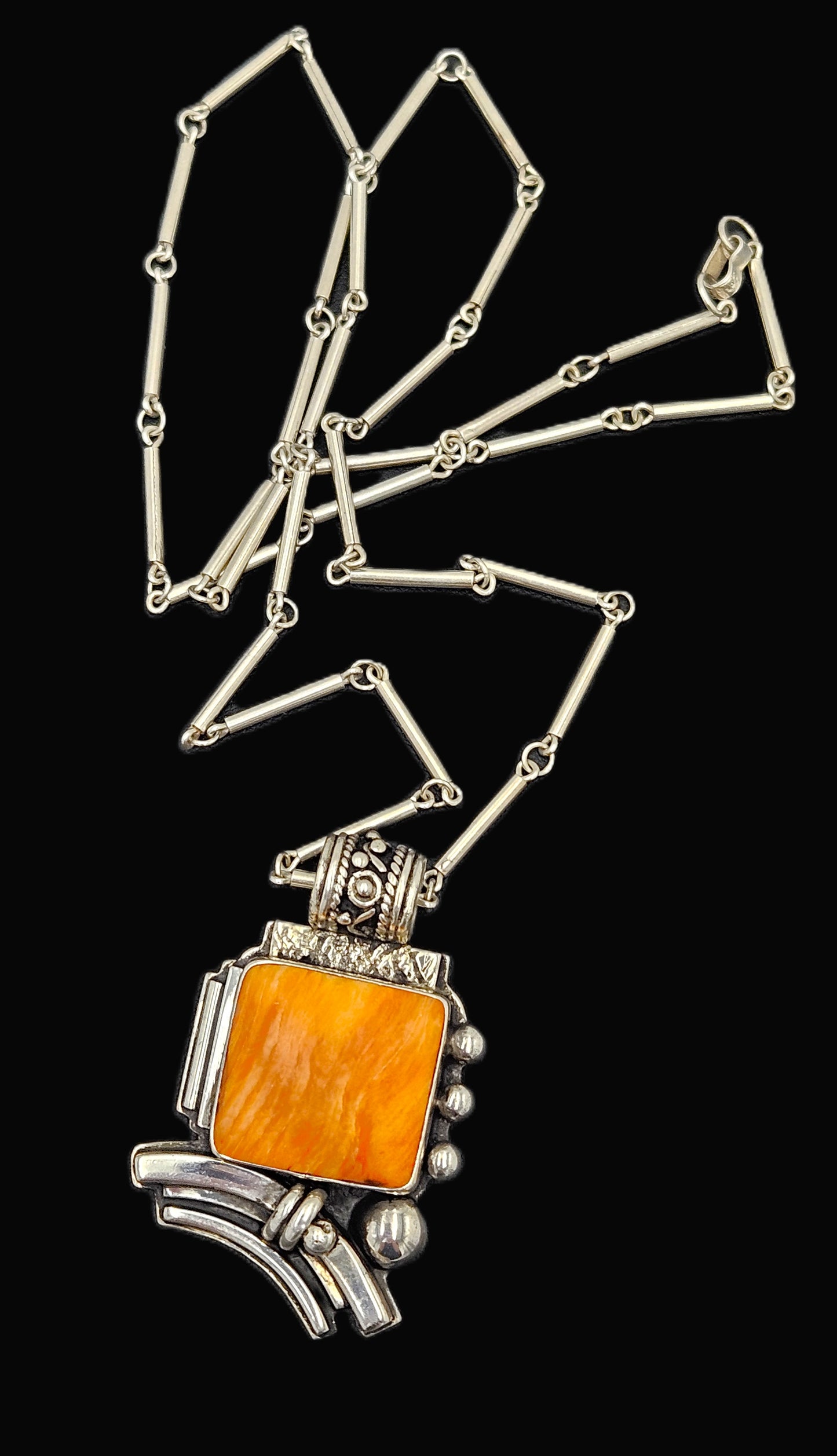 OOAK Victor Yurivilca Sterling Spiny Oyster Abstract Large Statement Necklace