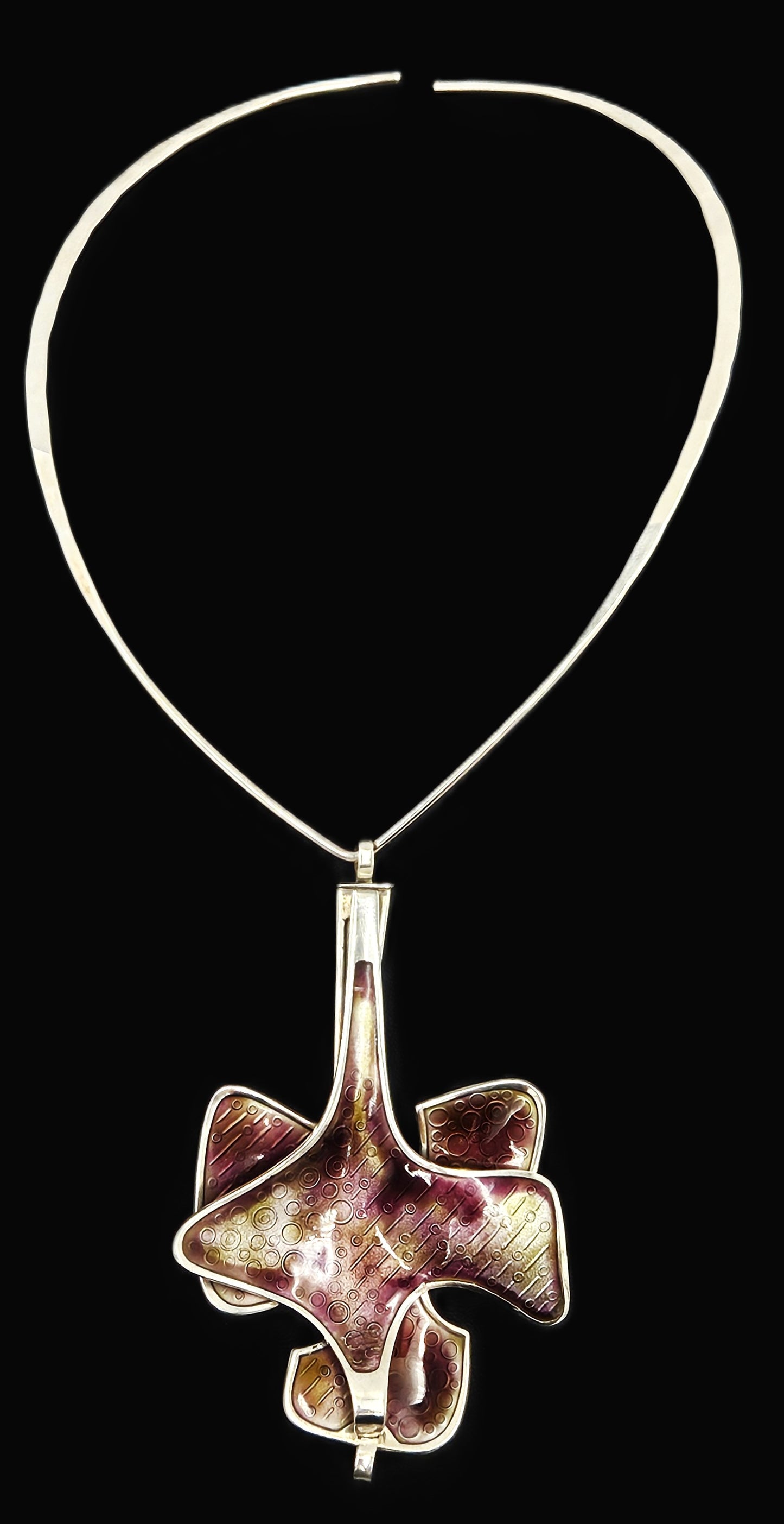 David Andersen BSO Norway 925 Enamel Modernist Statement Necklace 1960s