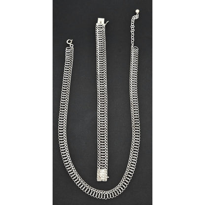 Binder Denmark sterling silver modernist Links Necklace Bracelet Set 1940-50s, view 4 of 10