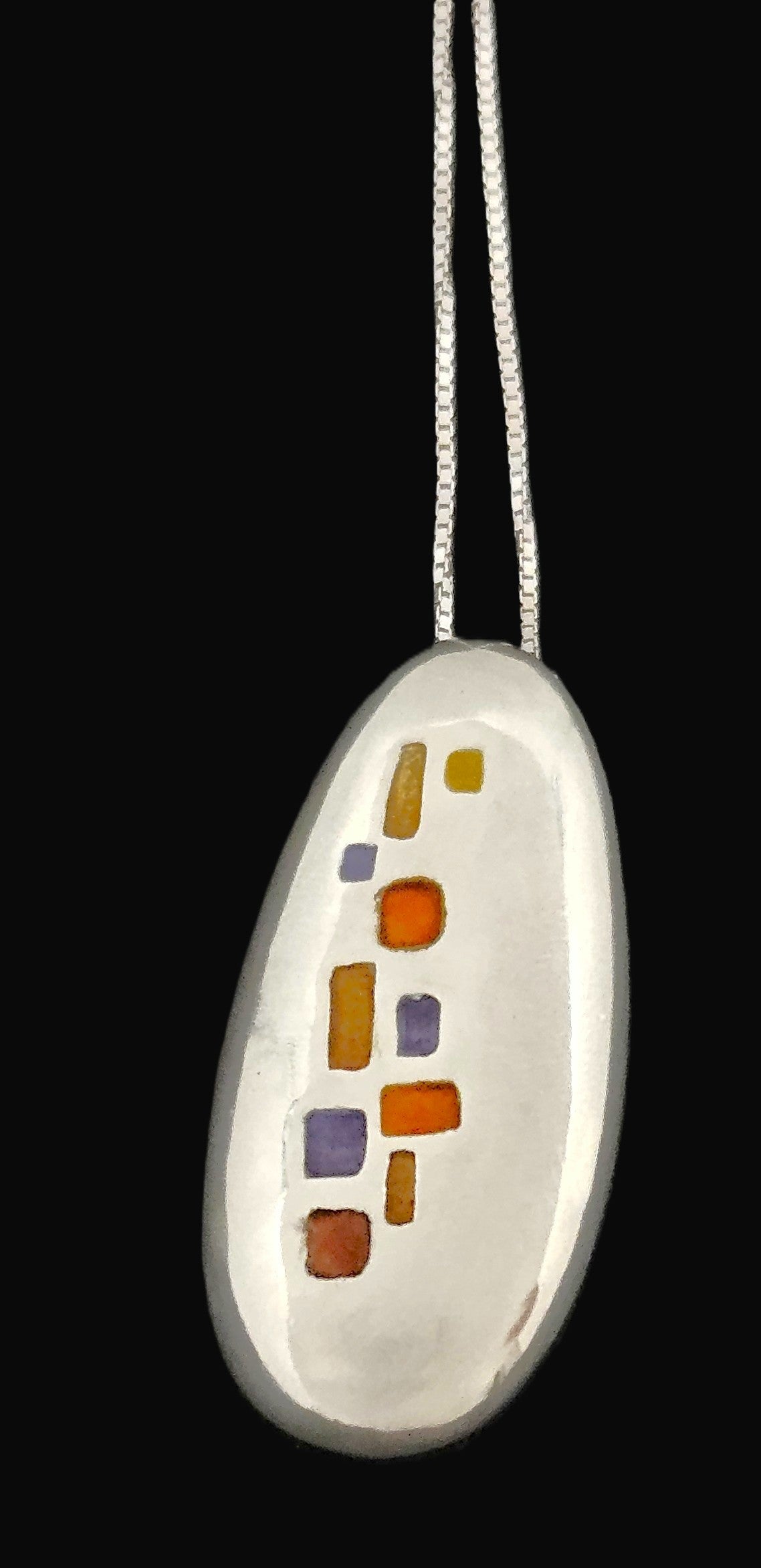 Italian Designer Paloma Canivet Sterling Enamel Modernist Necklace 1970/80s