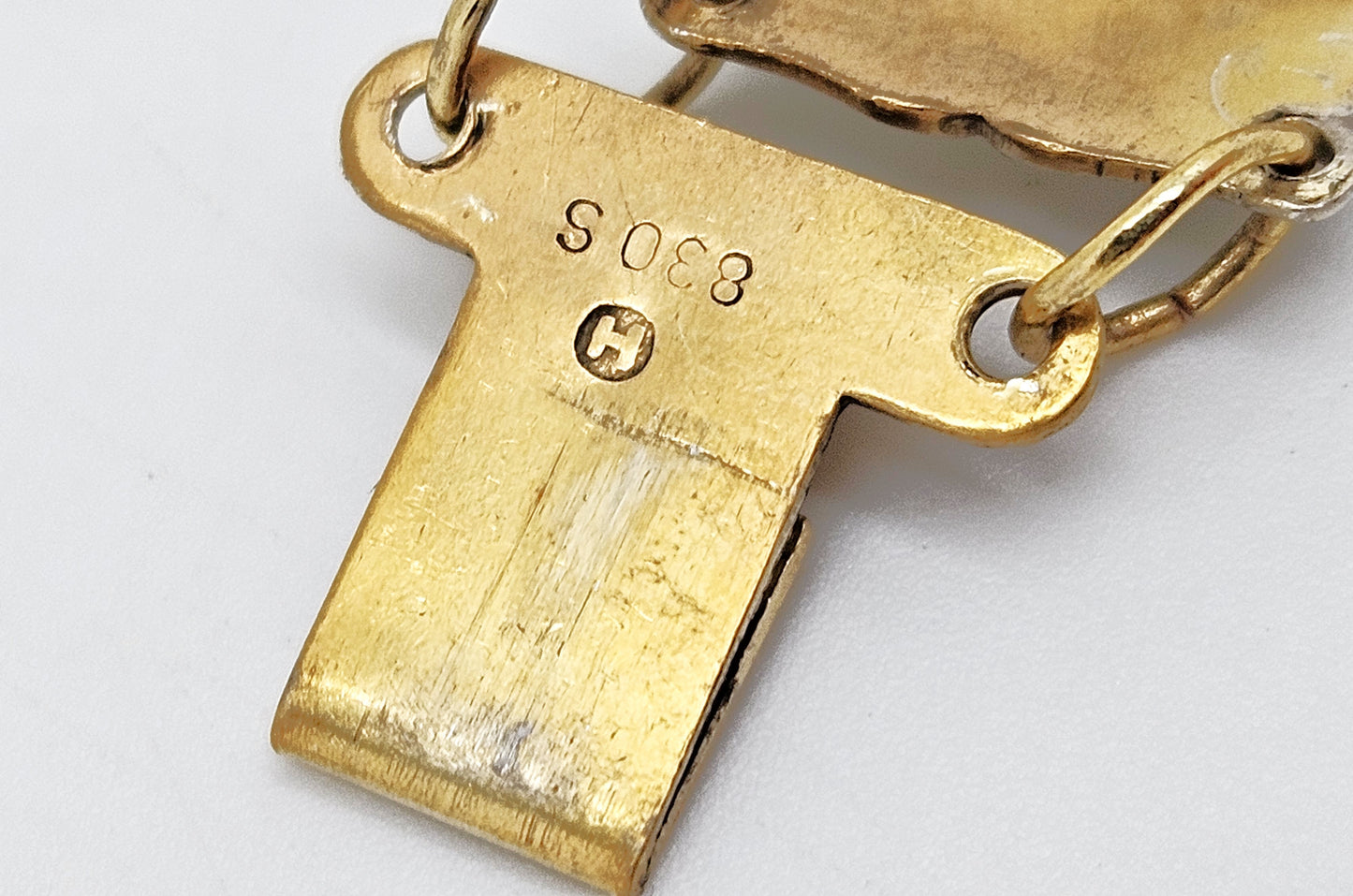 Ivar Holth Norway Sterling & White Enamel Art Deco Panel Link Bracelet 1940s